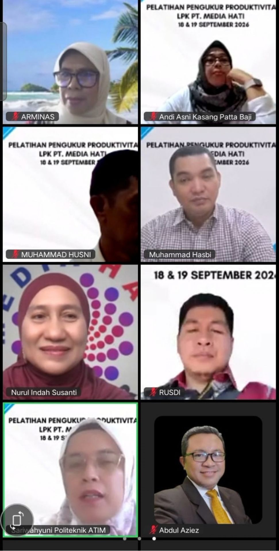 Hari Pertama Pelatihan Pengukur Produktivitas Politeknik ATI Makassar via Online ZOOM